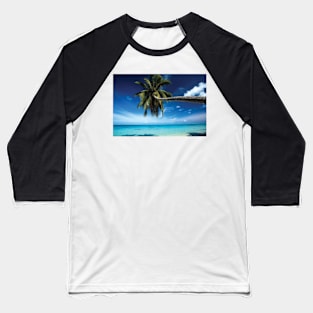 Palm Tree Bending Over The Beach Bora Bora Society Islands Baseball T-Shirt